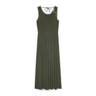 Fiorella Rubino Lange jersey jurk met rugdecollet&eacute; - Dames - Maxi kleedjes - Groen - XS - Polyester - Kleedjes