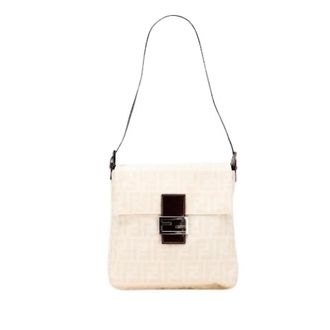 Fendi Pre-owned Shoulder Bags, female, Beige, Size: ONE SIZE Pre-owned Canvas Shoulder Bag