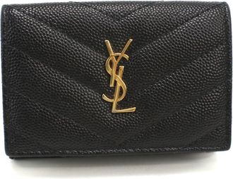 Saint Laurent Black Leather Wallet (Tri-Fold) (Pre-Owned)