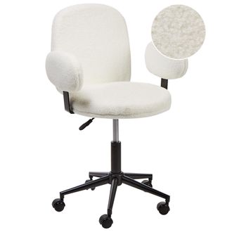 Beliani Silla De Oficina Moderna Sill&oacute;n De Altura Regulable De Boucl&eacute; Blanco Crema Moraga