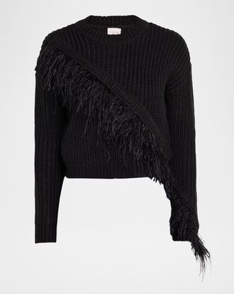Cinq à Sept Kaelie Feathered Fringe Sweater