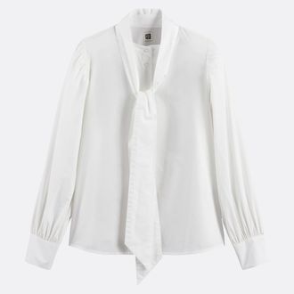 La Redoute Collections Katoenen lavalli&egrave;re overhemd met lange mouwen