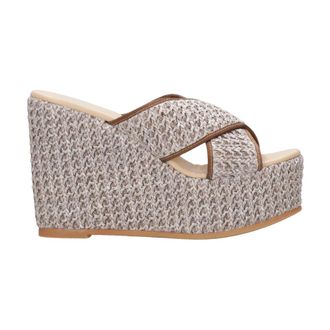 Espadrilles Sandalias Marrones con Tiras Cruzadas y Cu&ntilde;a - Shoes - Mujer - Marr&oacute;n - 40 EU