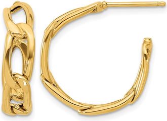 Diamond2Deal 14K Yellow Gold Round Link Post Hoop Earrings