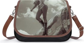 Generic 1940s Pin-Up on Bomber U.S. Flag Small Womens Crossbody Bags Shoulder Handbag with Adjustable Strap for Travel