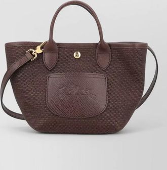 Longchamp cotton canvas small basket tote bag