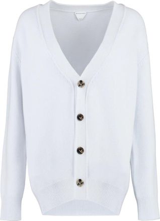Bottega Veneta Cashmere Cardigan - Dames - Cashmere truien - Blauw - XS - Leer - Truien & Vesten