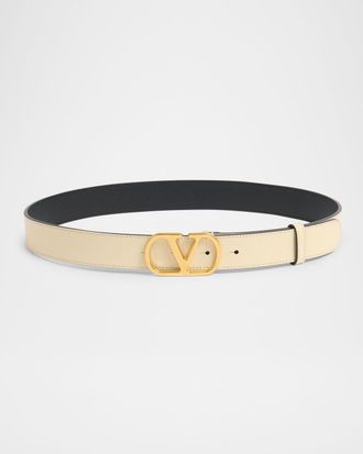Valentino Garavani VLogo Signature Leather Belt, 30mm