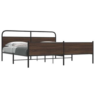 Berkfield Home Metal Bed Frame without Mattress Brown Oak 200x200 cm