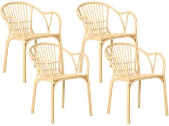 Beliani Beliani - Conjunto de 4 sillas de comedor para jardín moderno de plástico ligero y resistente beige Andora