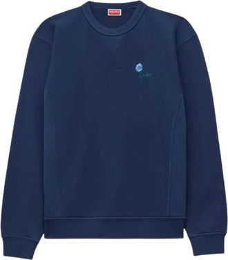 Kenzo Tulip Geborduurde Sweatshirt - Heren - Sweatshirts - Blauw - S - Katoen - Hoodies & sweatvesten