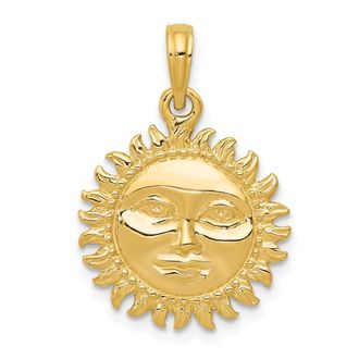 Diamond2Deal 10k Yellow Gold Solid Polished Reversible Sun Pendant