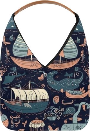 Generic Underwater World Animals Reusable Lightweight Grocery Bags - Foldable Into Compact Pouch, Washable & Sturdy, Multipurpose for Shopping and Travel