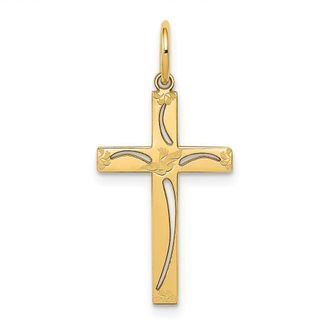 Diamond2Deal 14k Yellow Gold Laser Designed Cut-out Cross Charm Pendant