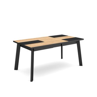 Skraut Home Skraut Home - Mesa Comedor, Mesa Fija Cocina Y Sal&oacute;n, 170, Para 8 Comensales, Patas De Madera, Estilo Moderno, Roble Y Negro