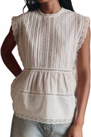 The Great. Sonnet Pintuck Detail Top In True White