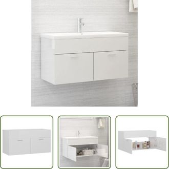 vidaXL Mobile in legno - Mobile Lavabo Bianco Lucido 90x38,5x46 cm in Legno Multistrato