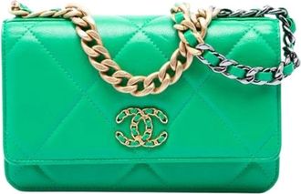 Chanel Pre-owned Leather chanel-bags - Dames - Vintage Schoudertas - Groen - ONE Size - Vintage