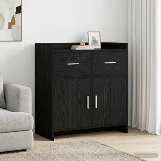 vidaXL Vidaxl Credenza Rovere Nero 75 X 36 X 80 Cm Legno Ingegnerizzato