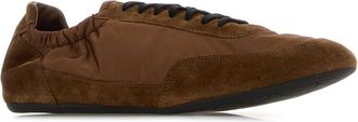Prada Mens Brown Nylon And Suede Sneakers Palissandro