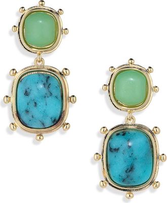 Natasha Double Stone Drop Earrings in Gold/Green Turk at Nordstrom Rack