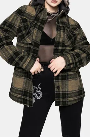 Disturbia Trellis Lightweight Shacket in Green at Nordstrom, Size 10