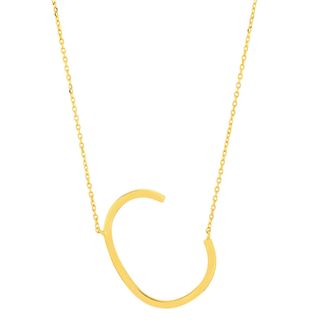 MAX + STONE Solid 10K Yellow or White Gold Initial Pendant Necklace 16-18 inch Cable Chain