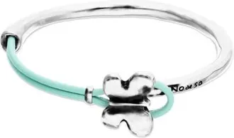 UNOde50 Silver-Tone Butterfly Leather Bracelet in Turquoise at Nordstrom, Size Medium