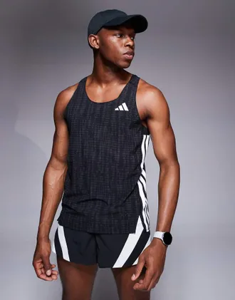 adidas adidas Running - Adizero - Canotta nera con stampa-Nero