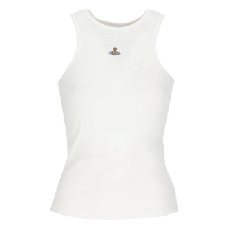 Vivienne Westwood Sleeveless Tops, female, White, Size: M Orb Tank Top