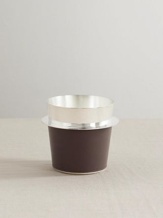 Brunello Cucinelli Secchiello Da Ghiaccio In Acciaio Inossidabile E Pelle - Marrone