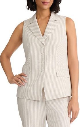 Jones New York Seersucker Stripe Vest in Natural Stone/natural White at Nordstrom, Size 16