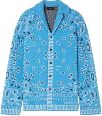 Alanui Blue Bandana Print Wool Cardigan Size M
