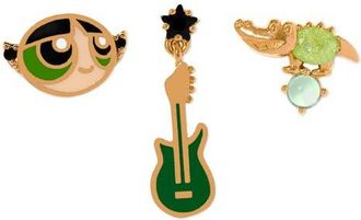 Girls Crew The Powerpuff Girls Buttercup Set of 3 Single Stud Earrings in Gold at Nordstrom