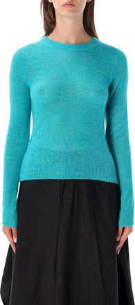 STUDIO NICHOLSON Long-Sleeved Crewneck Sweater In Vibrant Turquoise