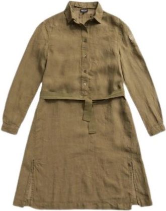 Blauer Linnen Jurk - Dames - Shirt Kleedjes - Groen - XS - Linnen - Kleedjes