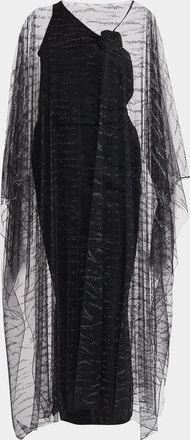 Giorgio Armani Crystal Embellished Sheer Long Cape
