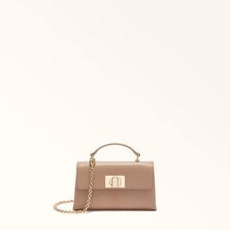Furla 1927 Mini Bag Greige Grey Textured Leather Woman