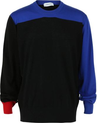 Ferragamo Mens Colorblock Cashmere Sweater In Black Multi