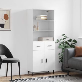 vidaXL Vidaxl - Aparador Alto Madera Contrachapada Blanco 69,5x34x180 Cm