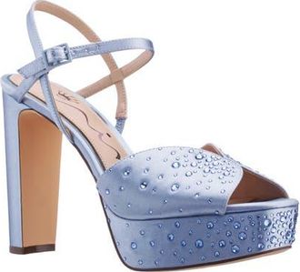 Nina Addison Slingback Peep Toe Platform Sandal in Icy Blue at Nordstrom, Size 6.5