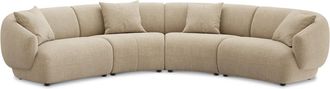 Castlery Auburn Curve L-Shape Sectional Sofa Customized, (Washed Chenille) Sand, Machine Washable, Modular for Sofas, Brown, Castlery