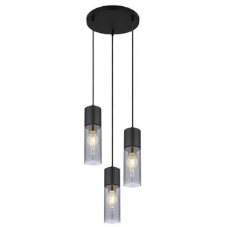 Netlighting Annika Cluster Pendant Matt Black Smoke Glass Shade 3x E27