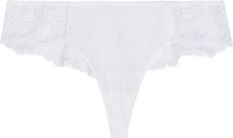 Simone P&eacute;r&egrave;le Simone P&Eacute;R&Egrave;LE Intrigue Tanga Embroidered Tulle Briefs - White - 3 (UK 12 / M)