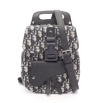 Dior Beige Black Navy Canvas Jersey Backpack Handbag (Pre-Owned)