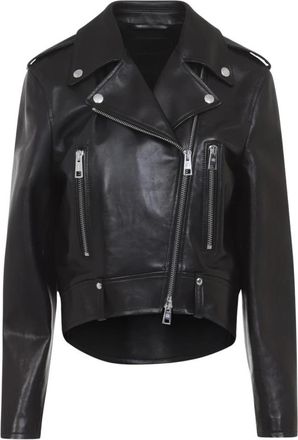 Balenciaga Biker Jacket - Dames - Leren en Su&egrave;de Jassen - Zwart - XS - Katoen - Jassen