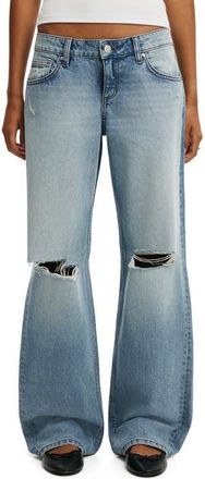 Cotton On Low Rise Ripped Straight Leg Jeans in Saltstone Blue Ripped at Nordstrom, Size 10