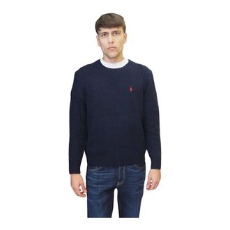 Ralph Lauren Truien & Vesten, Heren, Blauw, M, Wol, Kabelgebreide trui van wol-cashmere