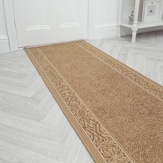 Runrug Hallway Runner Rug - Non-Slip, Hardwearing, 5.4mm - St Tropez in Beige | Size: 100 cm x 420 cm