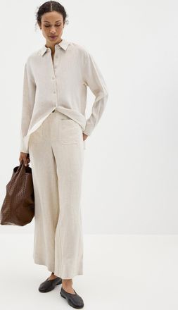 Contemporaine Womens Patch pockets pure linen pant Fit: Wide leg, high rise